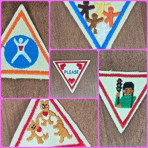 Vintage Brownie Girl Scout Try-It Patches Lot 5 Safety Fitness Manners World